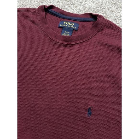 Polo Ralph Lauren Pullover Sweater Crew Neck Men's M Long Sleeve Burgundy - Picture 3 of 7